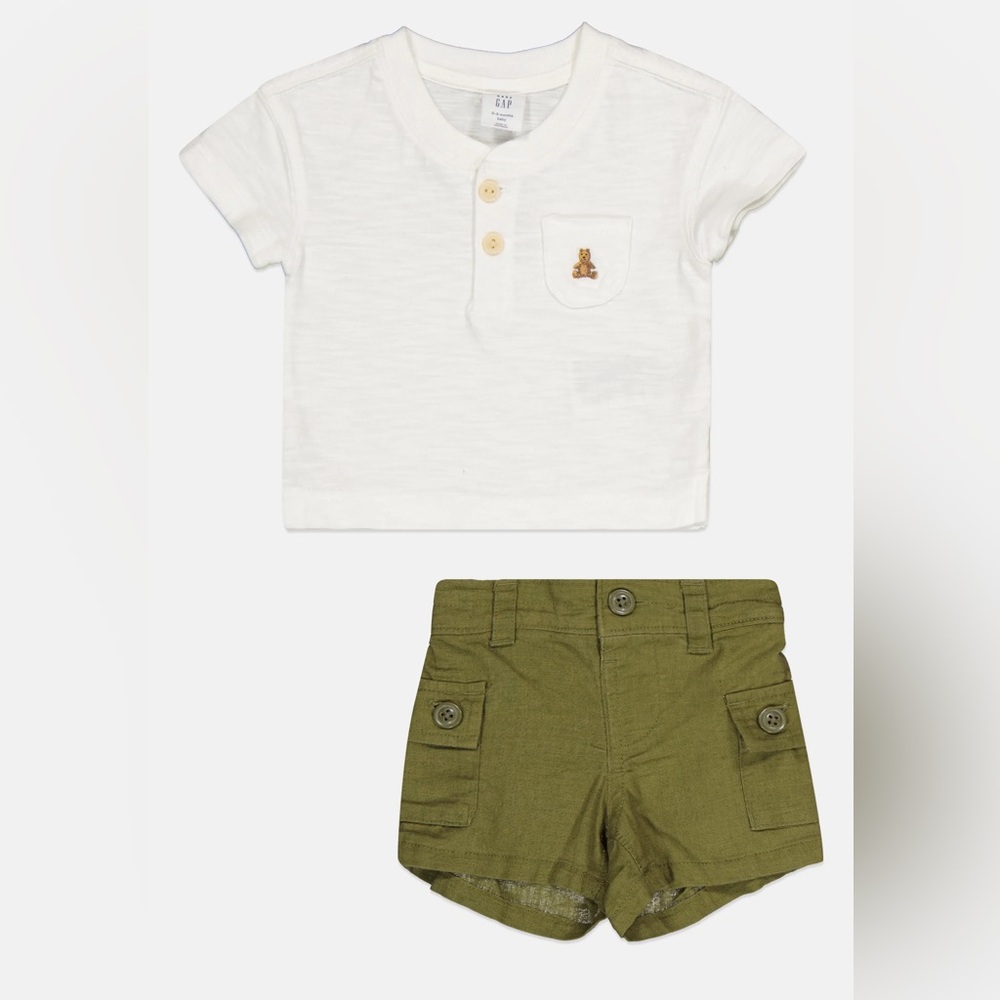 Baby White and Green Shirt by Gap 6-12M